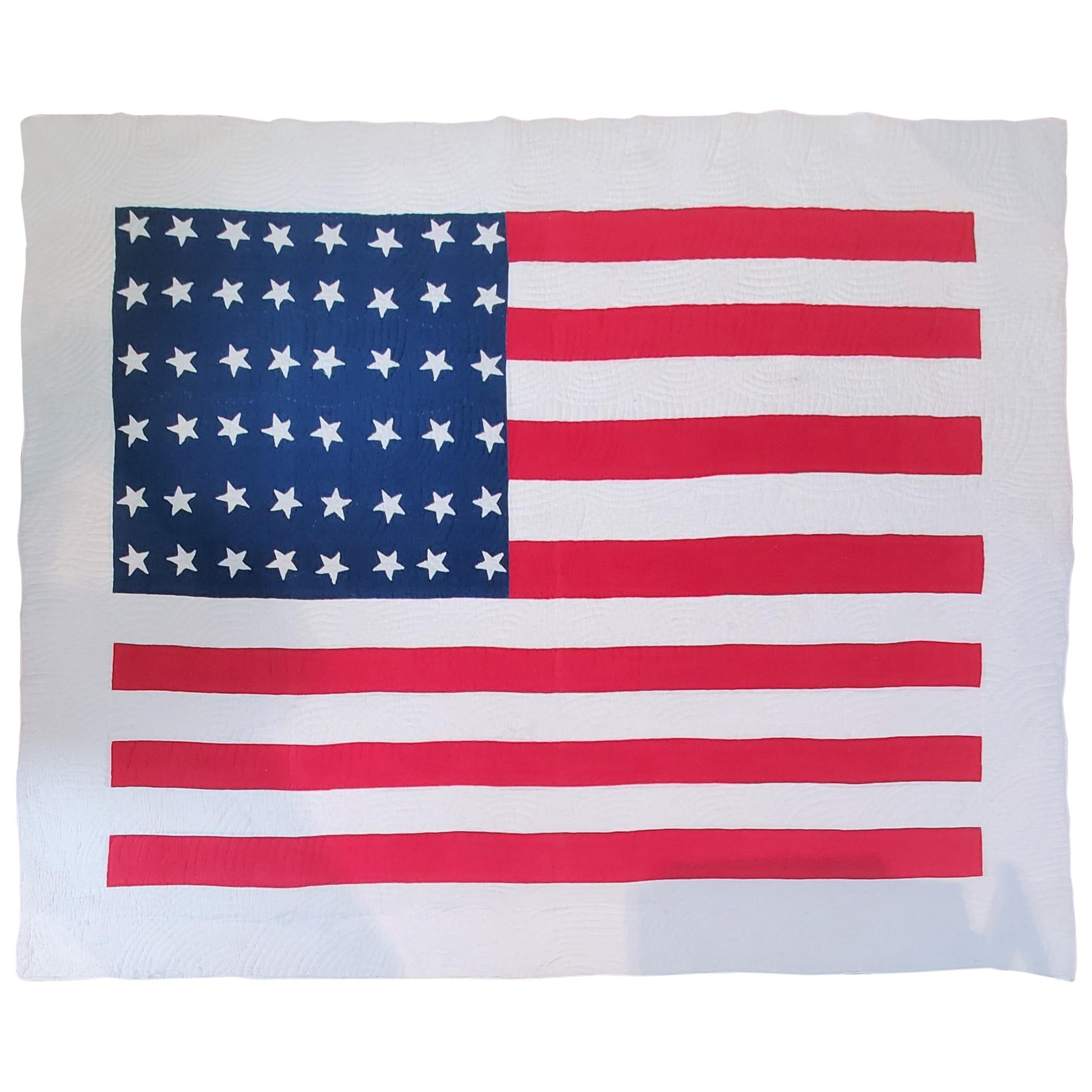 Early 20th Century 48 Star Flag Quilt from Ohio