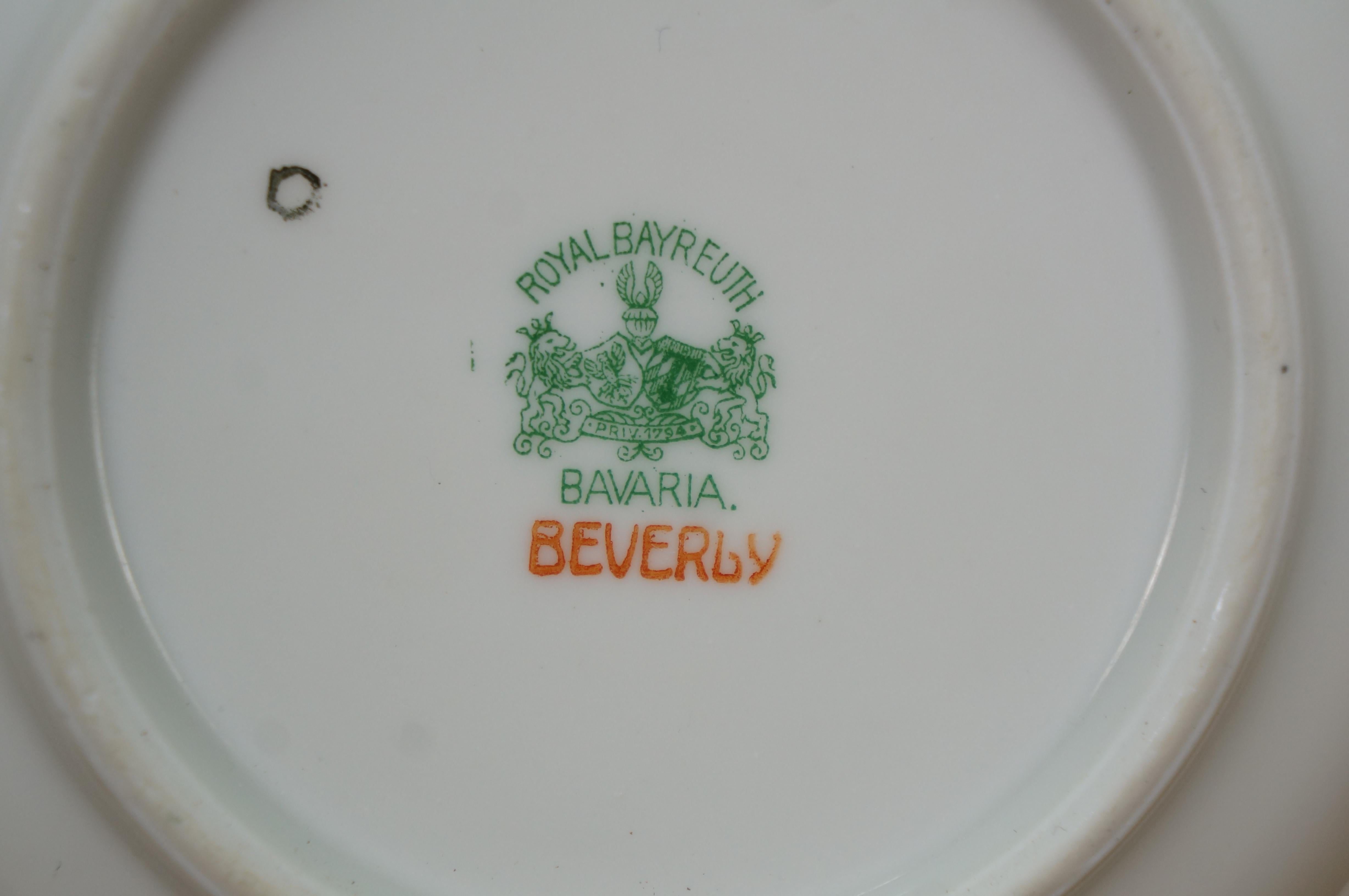 Early 20th Century 68 Pc Royal Bayreuth Beverly Floral Rose Dinnerware China Set For Sale 7