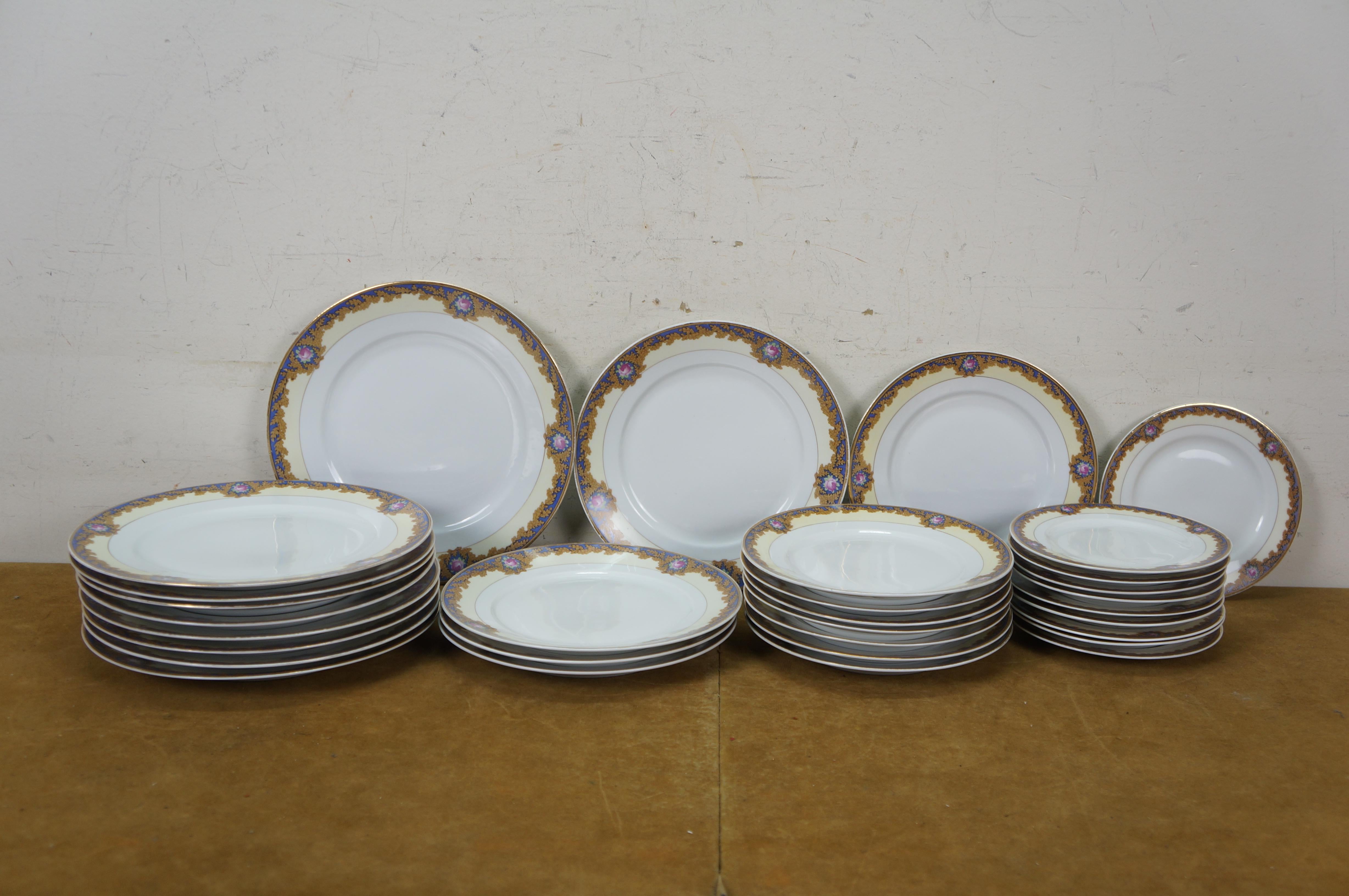 Early 20th Century 68 Pc Royal Bayreuth Beverly Floral Rose Dinnerware China Set For Sale 2