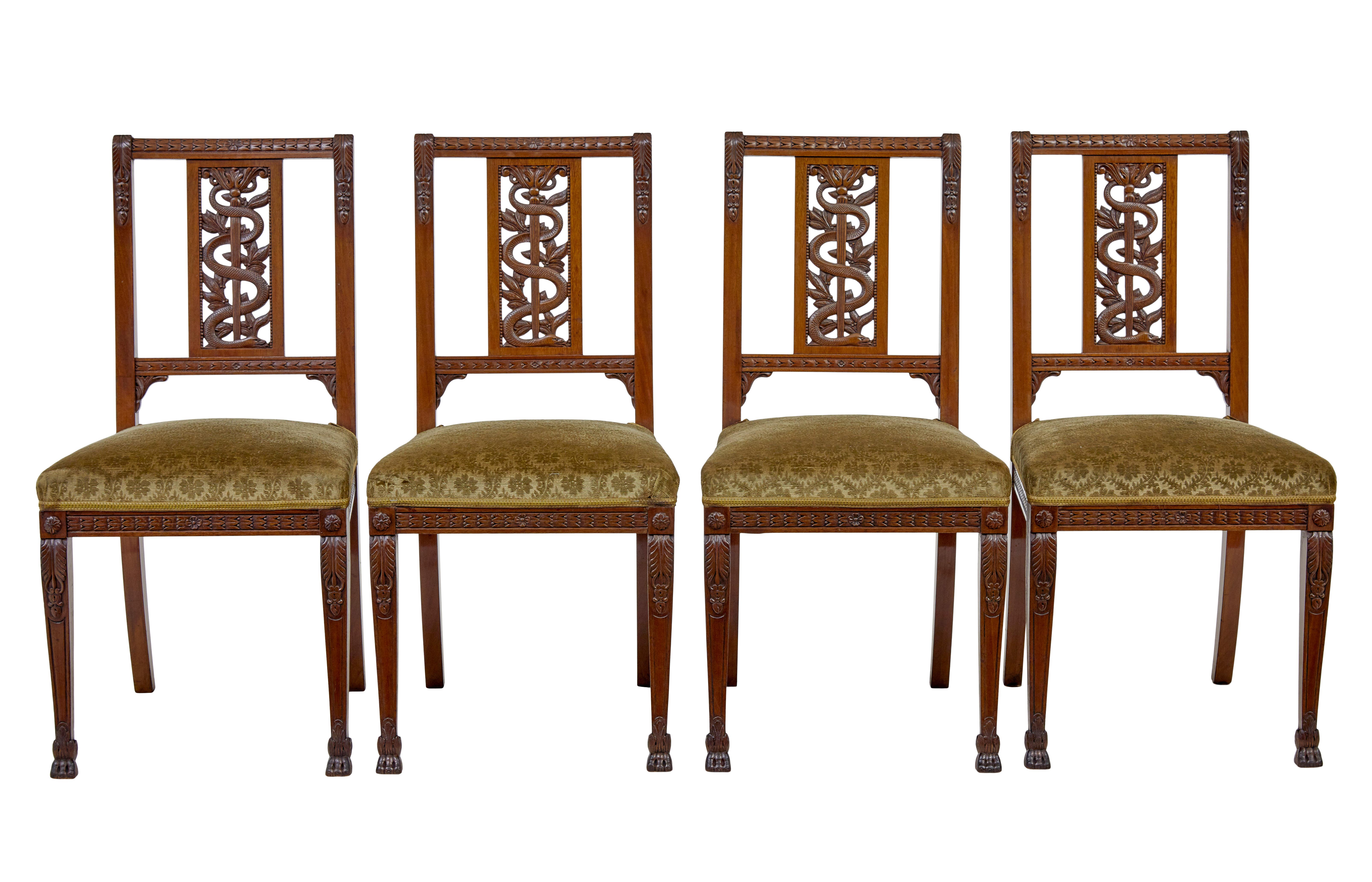Early 20th century 7 piece carved walnut empire revival suite For Sale 2