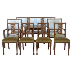 Antique Early 20th Century 8 Piece Carved Mahogany Empire Revival Suite