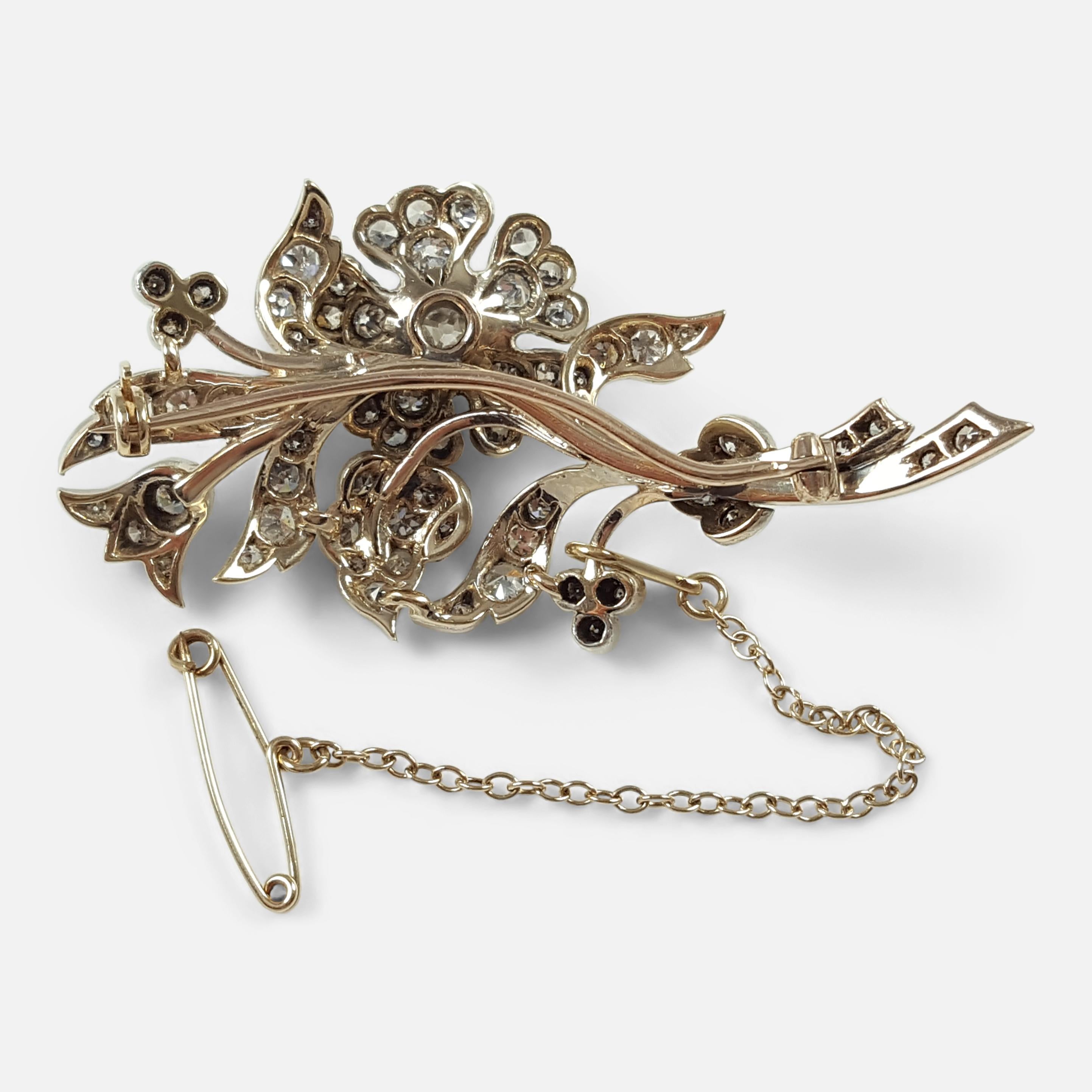 Early 20th Century Diamond Floral Brooch, circa 1900s In Good Condition In Glasgow, GB
