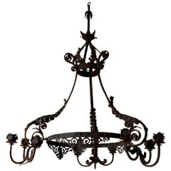 Early 20th Century 9-Light French Iron Chandelier