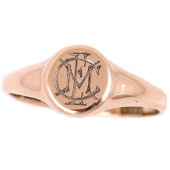 Antique Early 20th Century 9ct Rose Gold Signet Ring, with Monogram Circa 1917