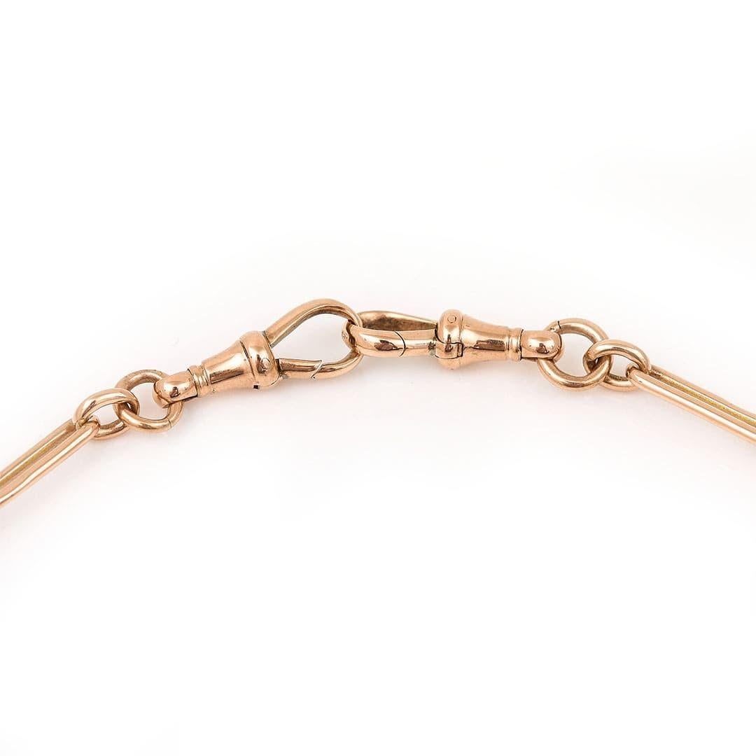 Women's or Men's Early 20th Century 9 ct Rose Gold Trombone Link Albert Watch Chain