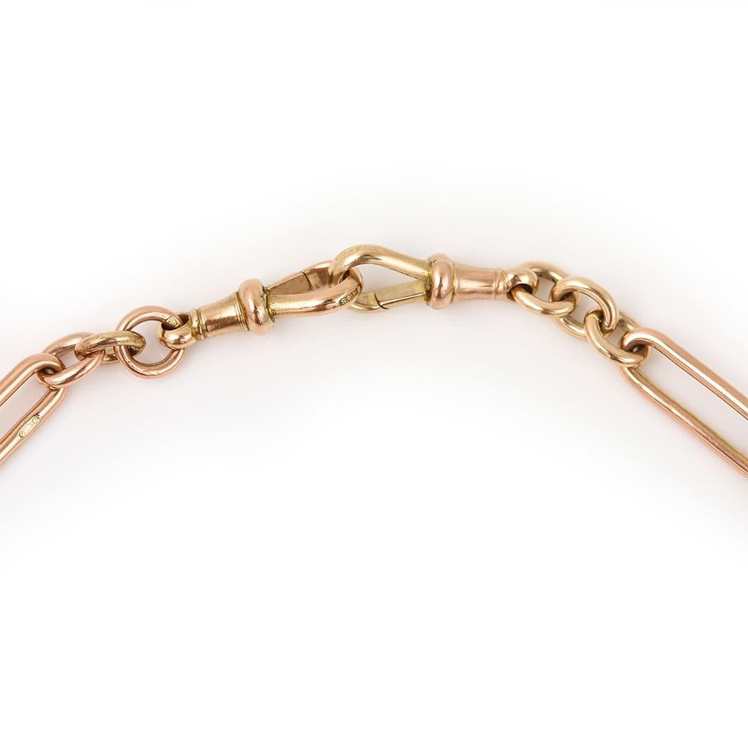Early 20th Century 9ct Rose Gold Trombone Link Albert Watch Chain 16.5