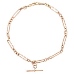 Anfang des 20. Jahrhunderts 9ct Rose Gold Posaune Link Albert Uhrenkette 16,5"