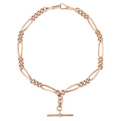 Early 20th Century 9ct Rose Gold Trombone Link Albert Watch Chain