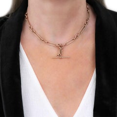Early 20th Century 9k 9ct Rose Gold Trombone Link Albert Watch Chain