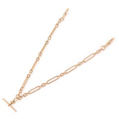 Early 20th Century 9k 9ct Rose Gold Trombone Link Albert Watch Chain