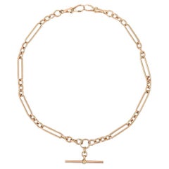 Early 20th Century 9k 9ct Rose Gold Trombone Link Albert Watch Chain