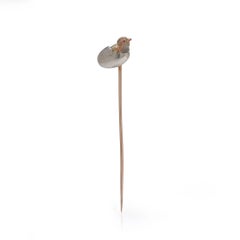 Early 20th Century 9KT Gold Chick in Egg Stick Pin