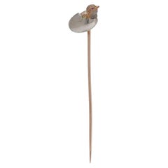 Early 20th Century 9KT Gold Chick in Egg Stick Pin