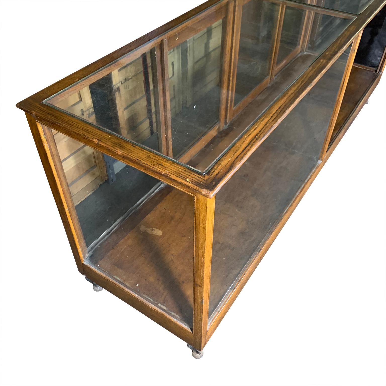 Modern Early 20th Century A N Russel & Sons Wooden Glass Top Display Case Vitrine