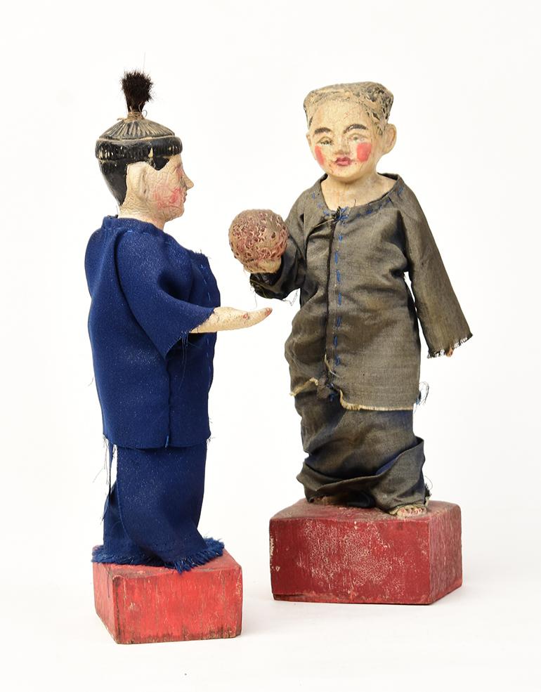 Early 20th Century, a Pair of Burmese Wooden Male and Female Figurines For Sale 6