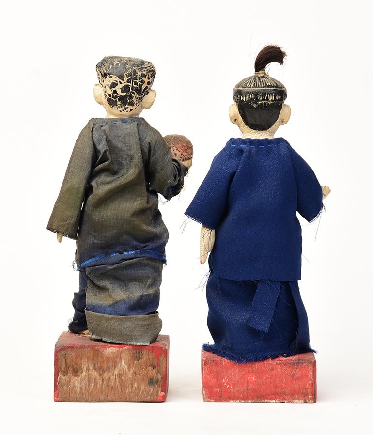 Early 20th Century, a Pair of Burmese Wooden Male and Female Figurines For Sale 8