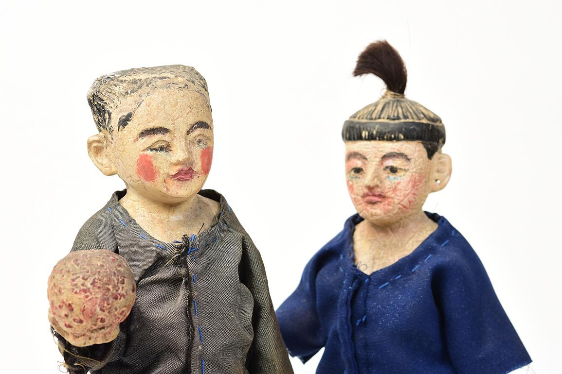 Early 20th Century, a Pair of Burmese Wooden Male and Female Figurines For Sale 9