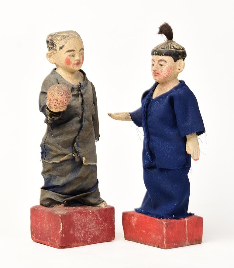 Early 20th Century, a Pair of Burmese Wooden Male and Female Figurines For Sale 4
