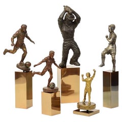 Antique Early 20th Century, A Set of Burmese Bronze Sportsman Figurines