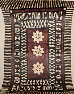 Early 20th Century Abstract Tonga Tapa Cloth Aboriginal Art Of South Pacific
