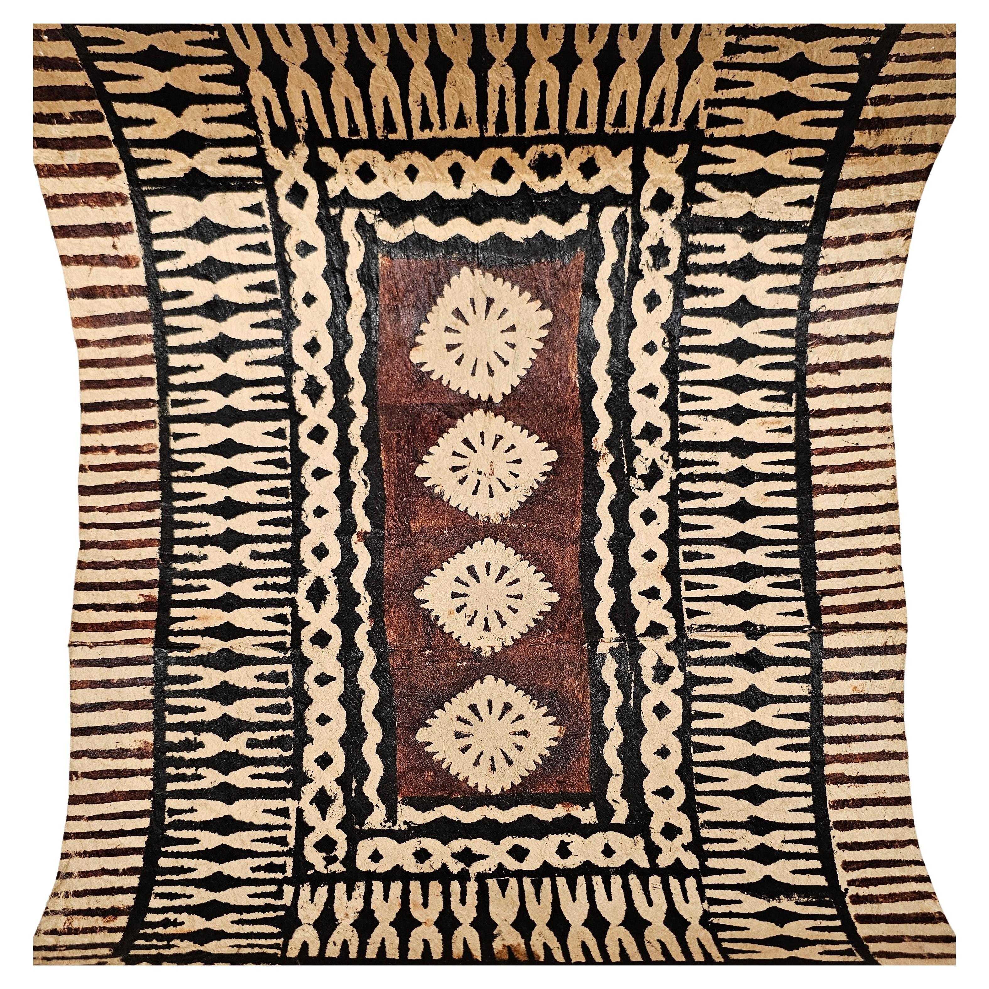 Early 20th Century Abstract Tonga Tapa Cloth Aboriginal Art Of South Pacific