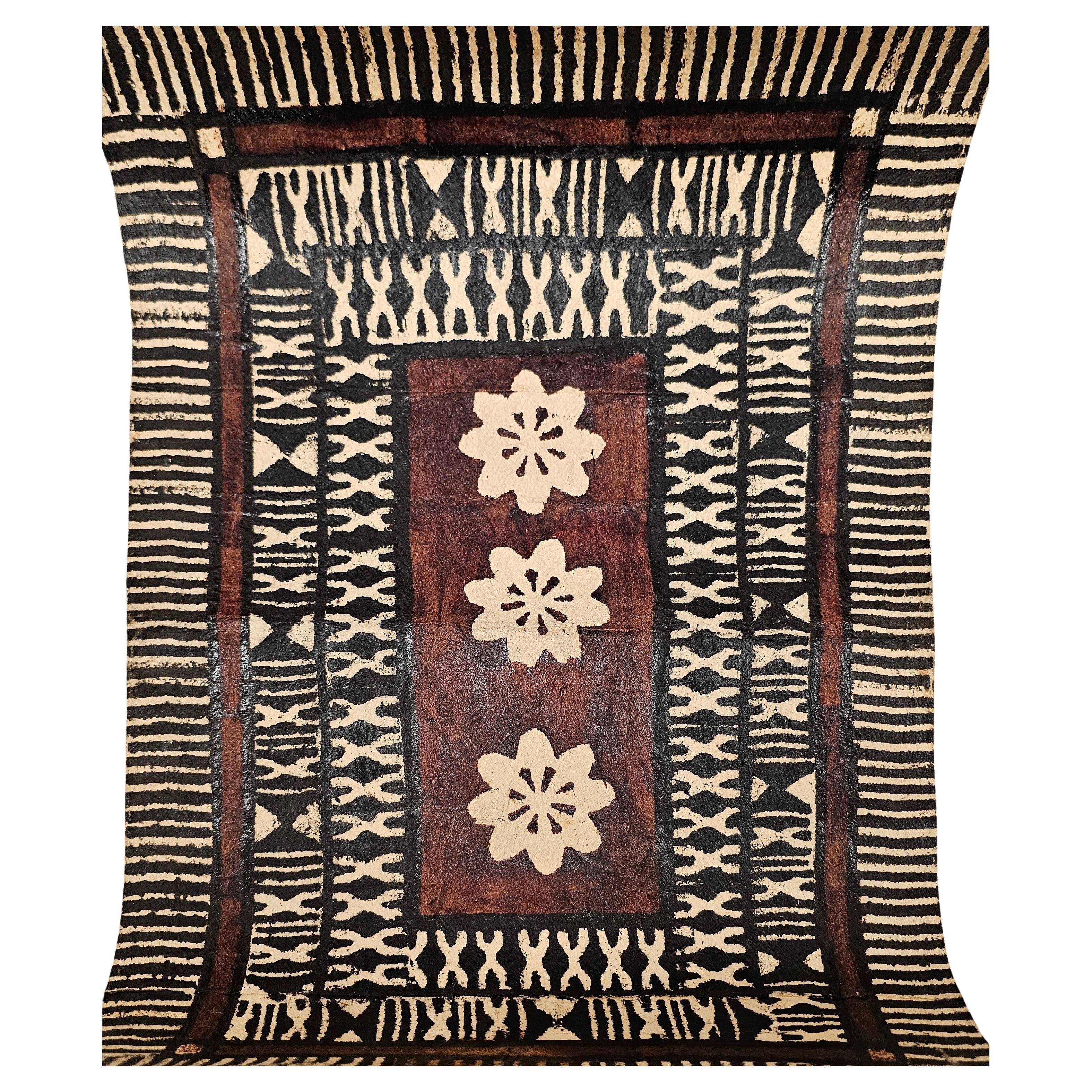 Early 20th Century Abstract Tonga Tapa Cloth Aboriginal Art Of South Pacific