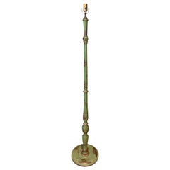 Antique Early 20th Century Acid Green Chinoiserie Painted Wooden Floor Lamp