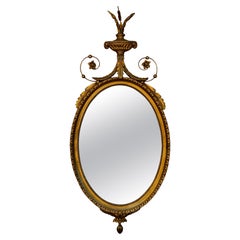 Early 20th Century Adam Style Giltwood and Gesso Oval Wall Mirror