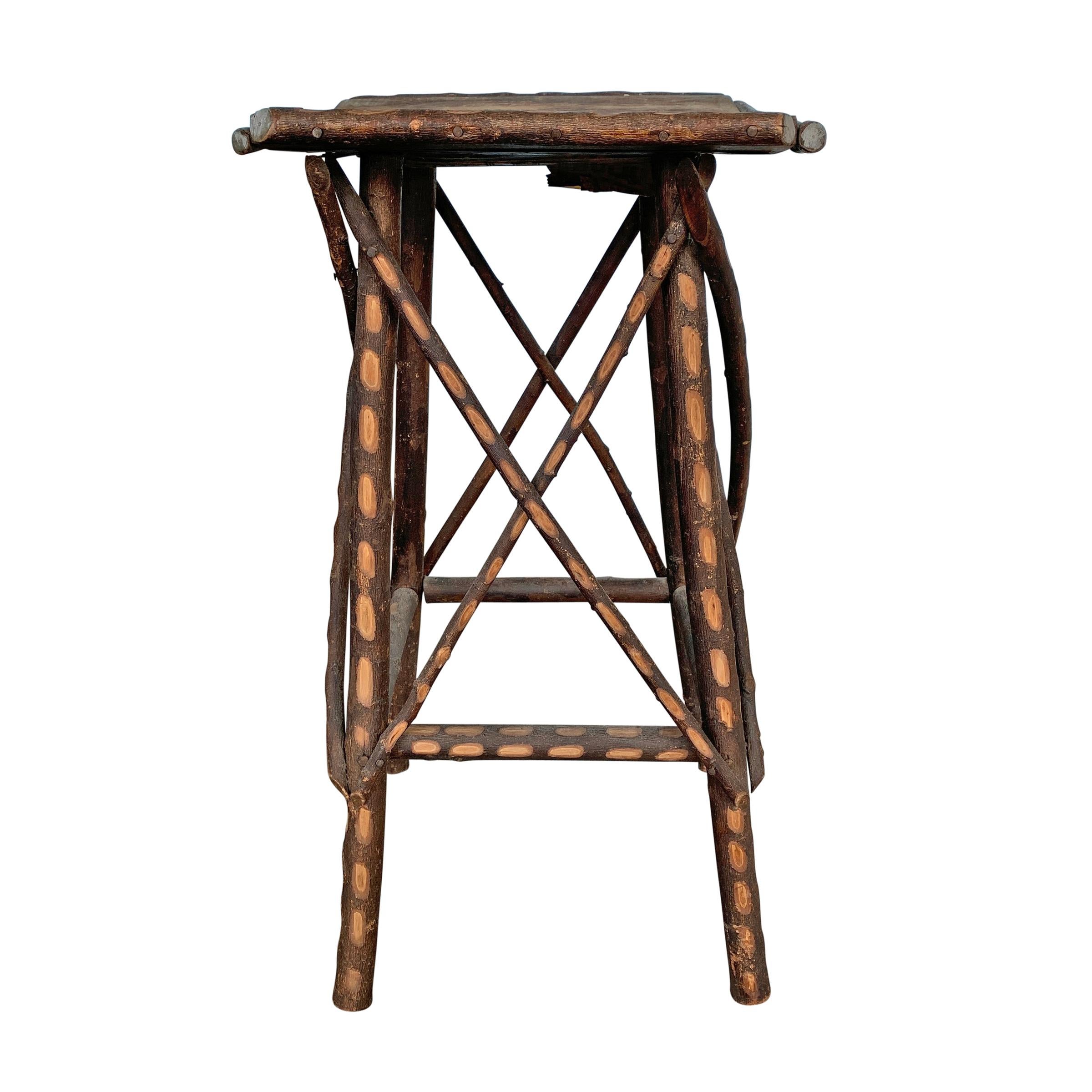 Hickory Early 20th Century Adirondack-Style Twig Table