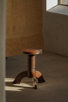 Sgabello regolabile danese Art Nouveau dei primi del Novecento, Wood Carved, anni '20