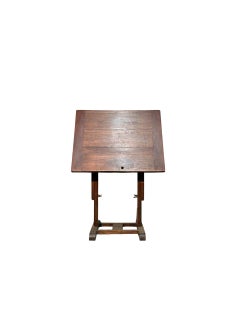 Early 20th-Century Adjustable Drafting Table in Walnut and Chestnut Wood