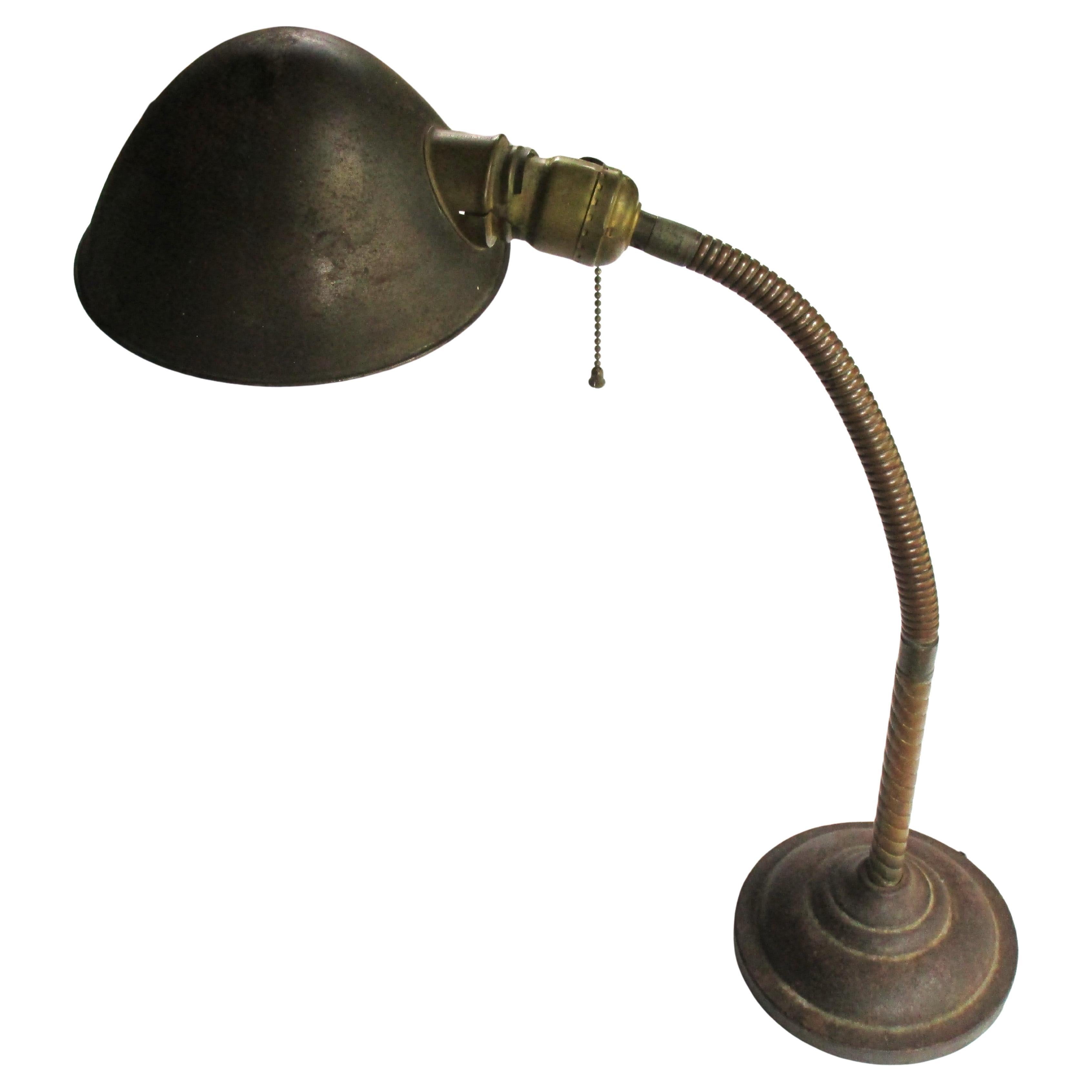 Early 20th Century Adjustable Gooseneck Desk Lamp attrib. Fairies For Sale 4