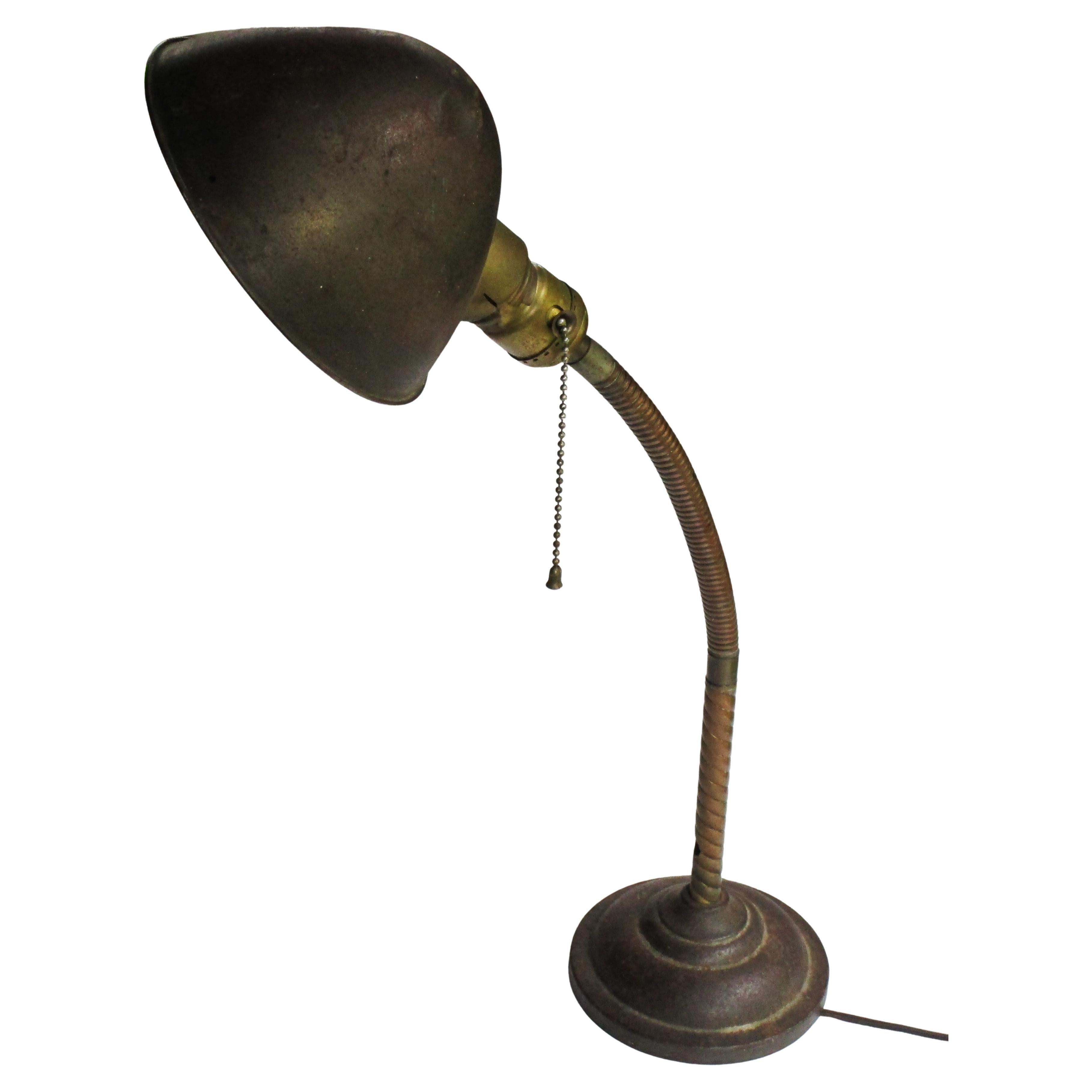 Early 20th Century Adjustable Gooseneck Desk Lamp attrib. Fairies For Sale 2