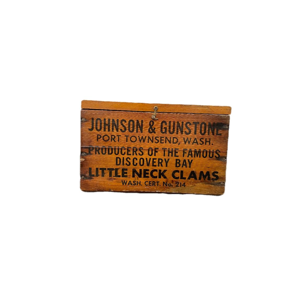 20th Century Early 20th century advertising Johnson and Gunston clam box For Sale