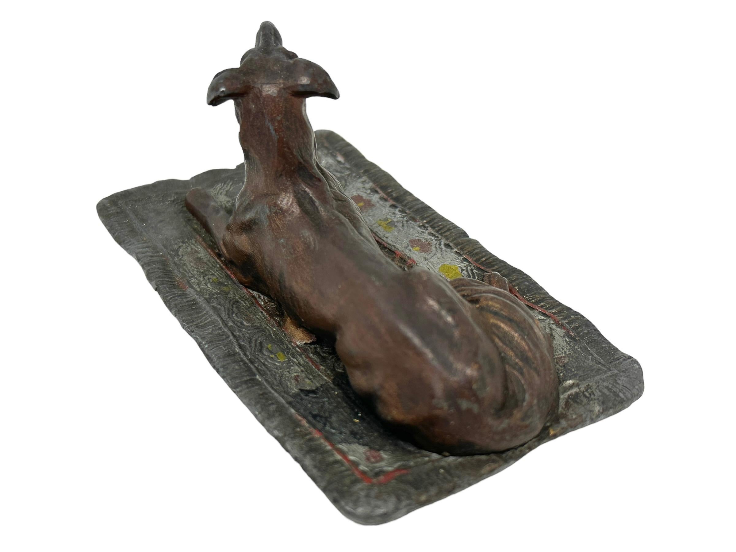 Early 20th Century Afghan Greyhound Dog Austrian Vienna Bronze Miniature Figure For Sale 5