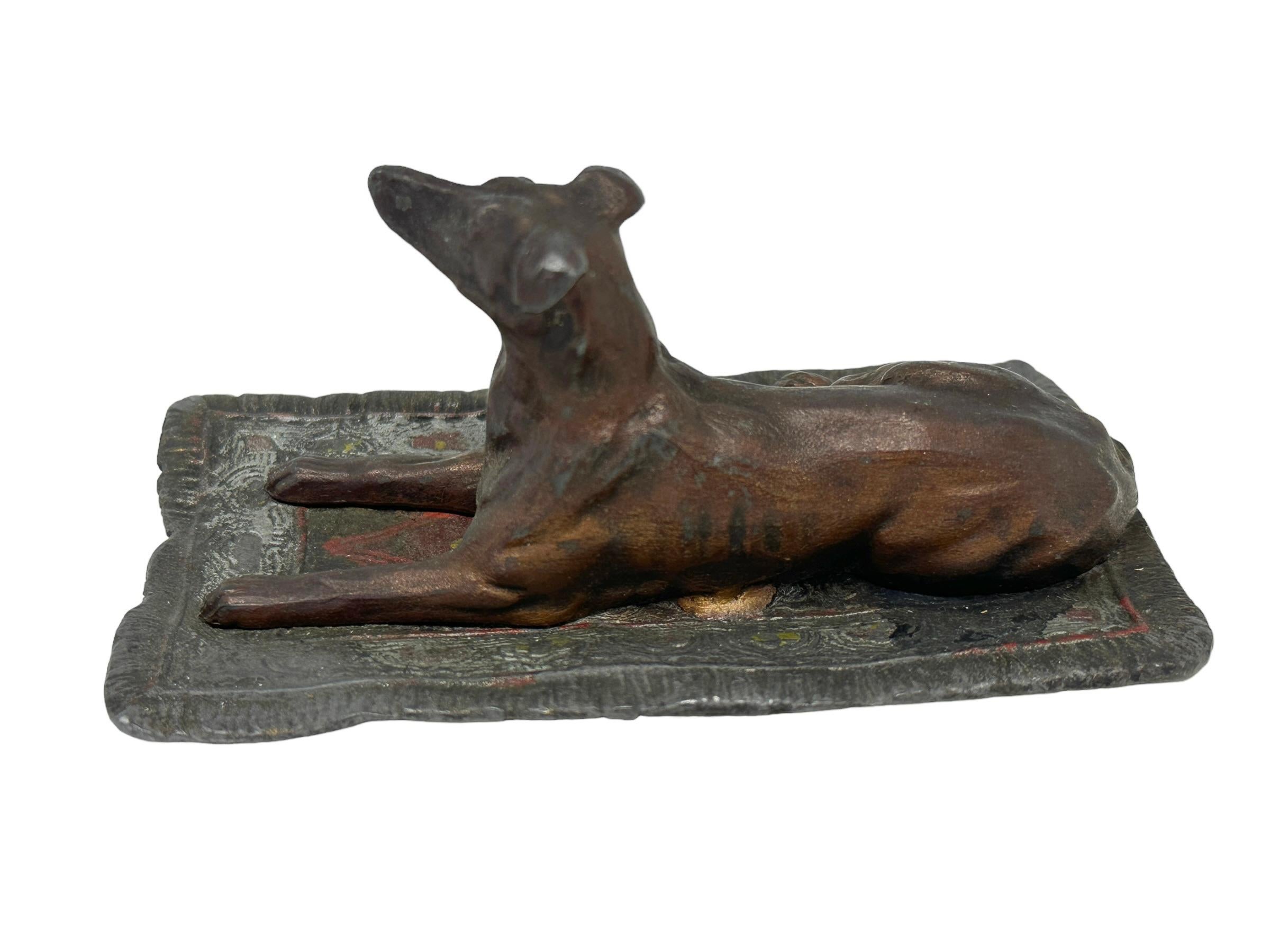 Early 20th Century Afghan Greyhound Dog Austrian Vienna Bronze Miniature Figure For Sale 6
