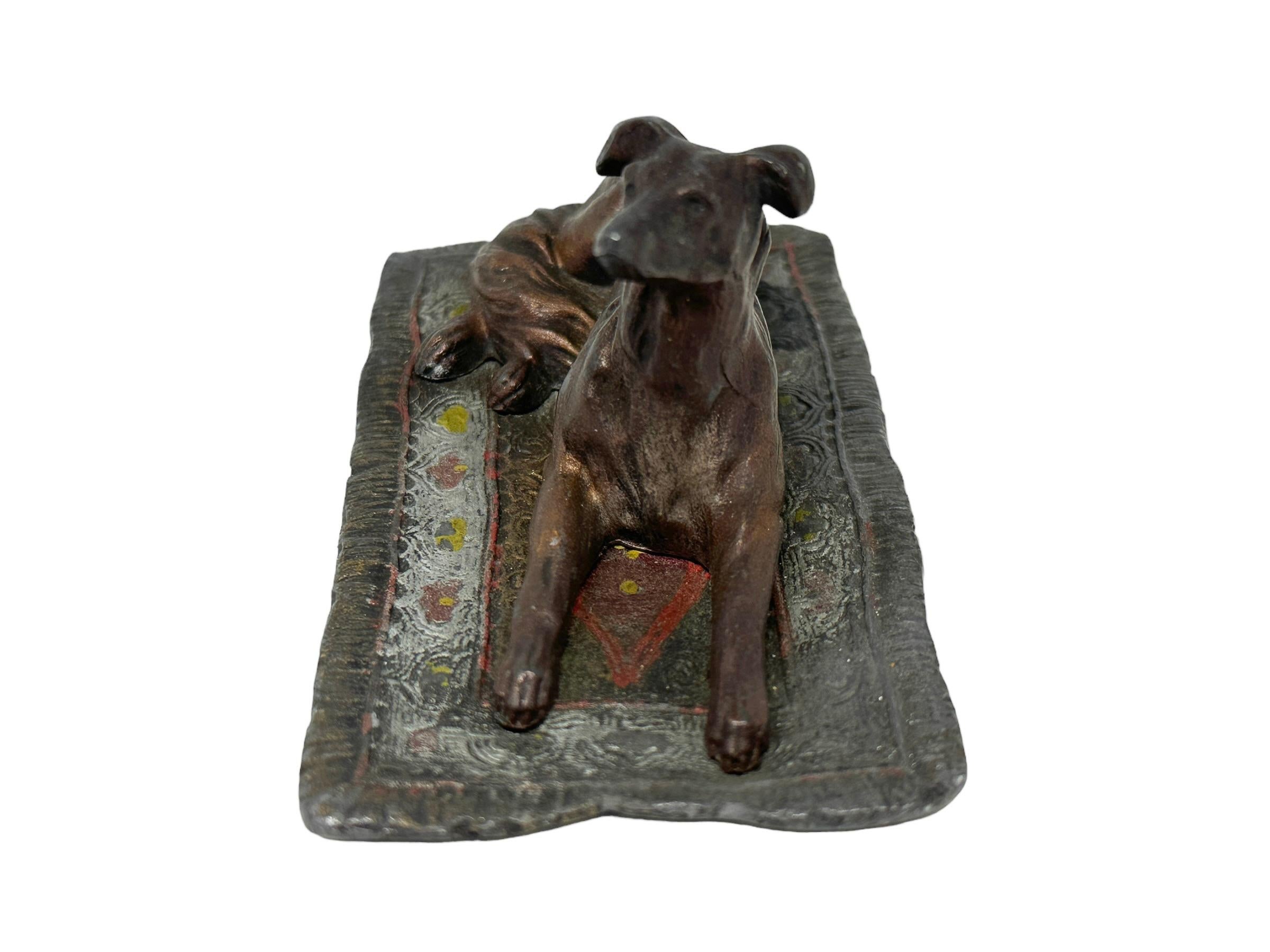 Early 20th Century Afghan Greyhound Dog Austrian Vienna Bronze Miniature Figure For Sale 6