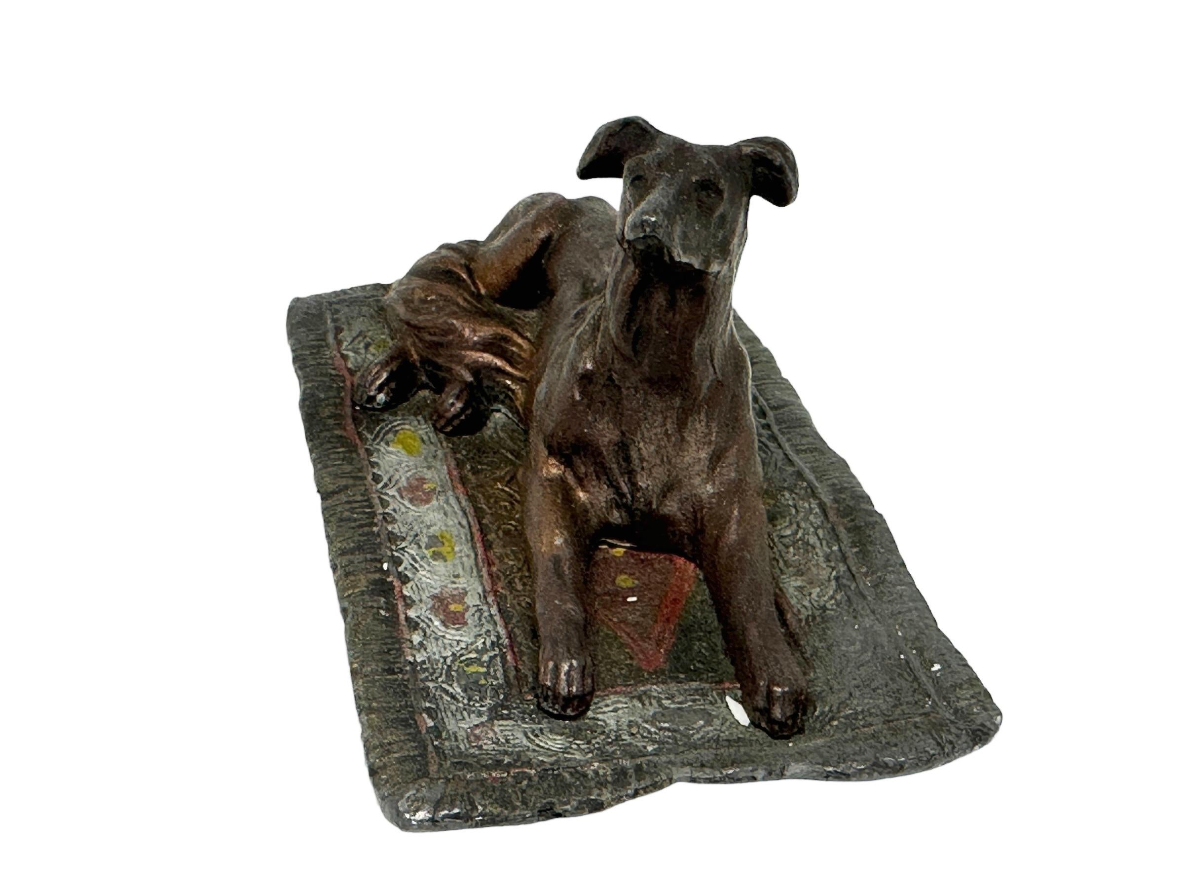 Art Nouveau Early 20th Century Afghan Greyhound Dog Austrian Vienna Bronze Miniature Figure For Sale