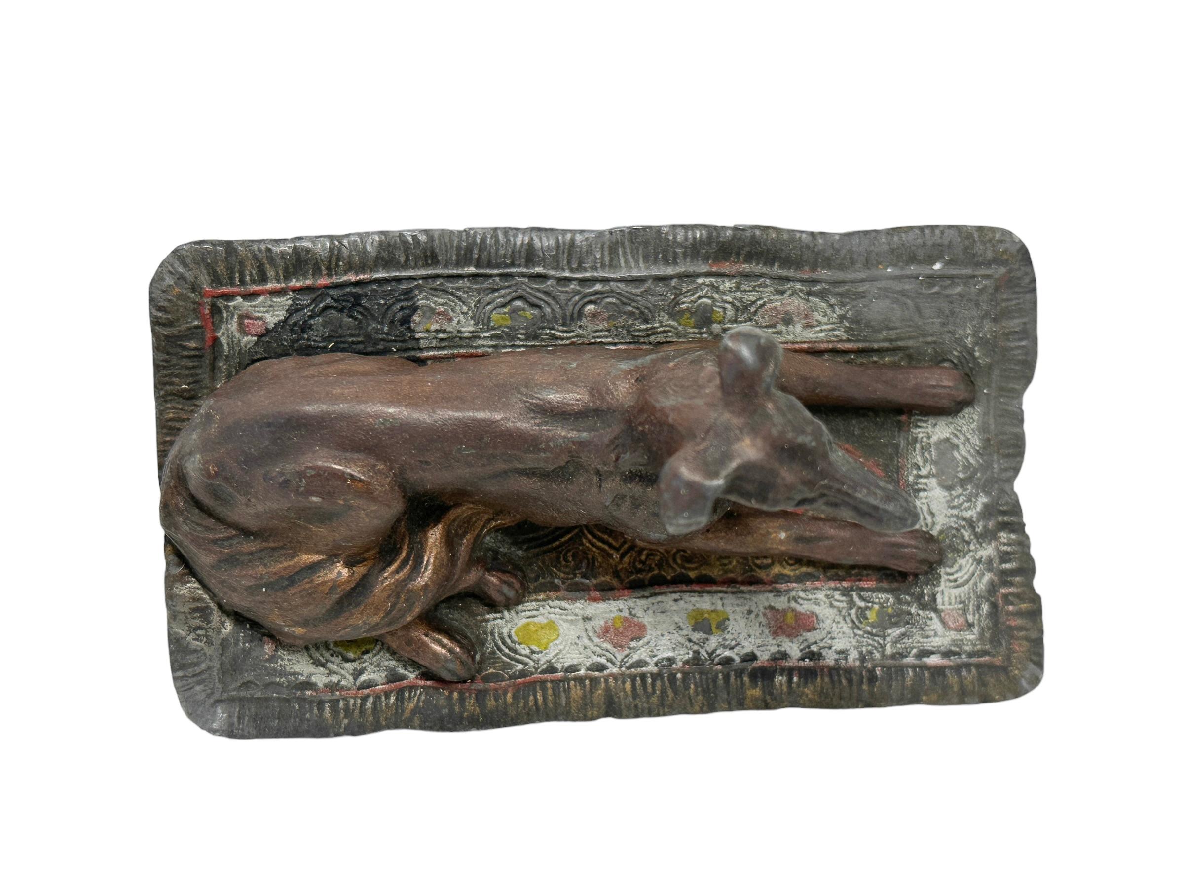 Early 20th Century Afghan Greyhound Dog Austrian Vienna Bronze Miniature Figure For Sale 3