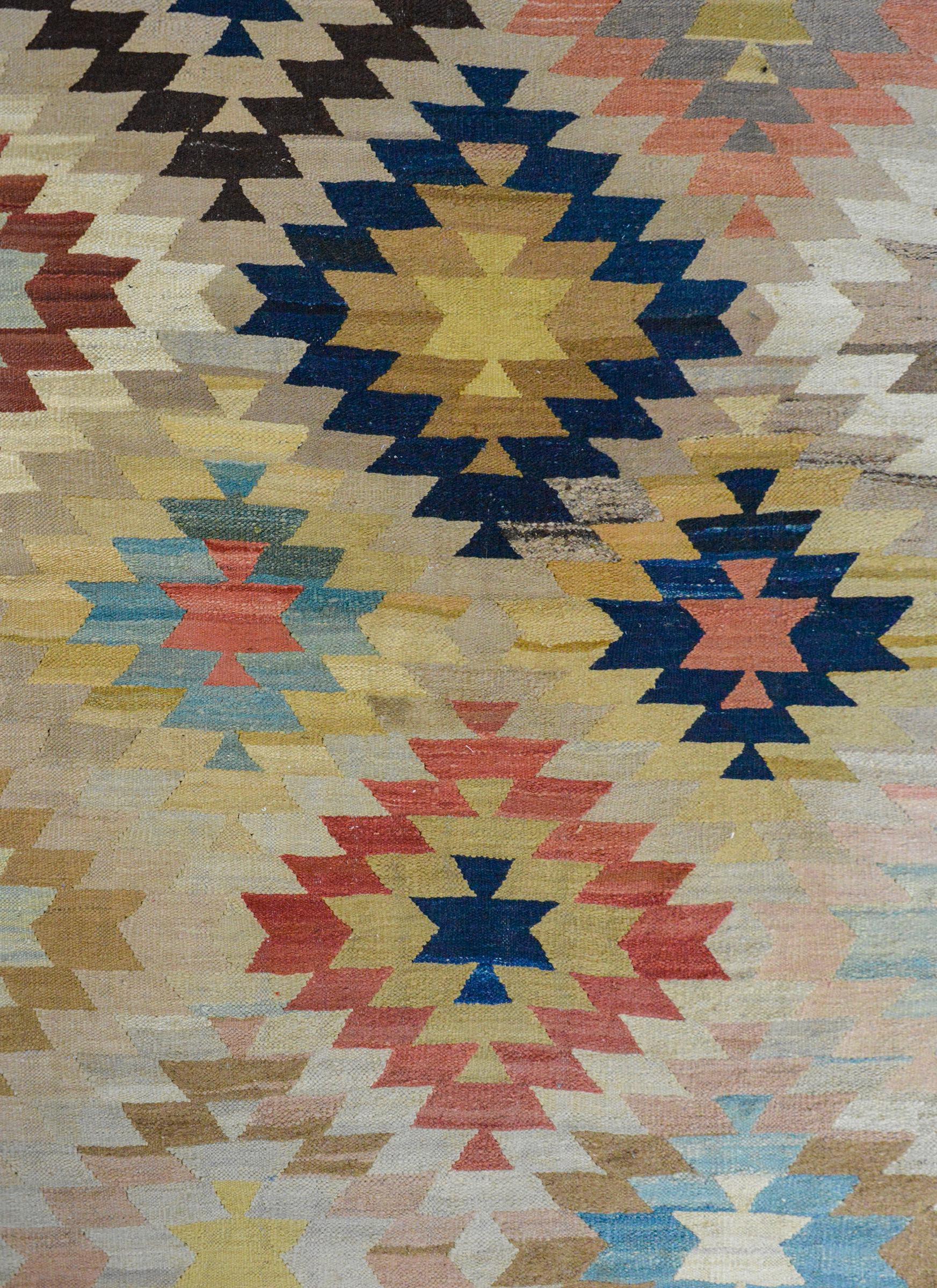 Hand-Woven Late 20th Century Afghani Kilim Rug For Sale