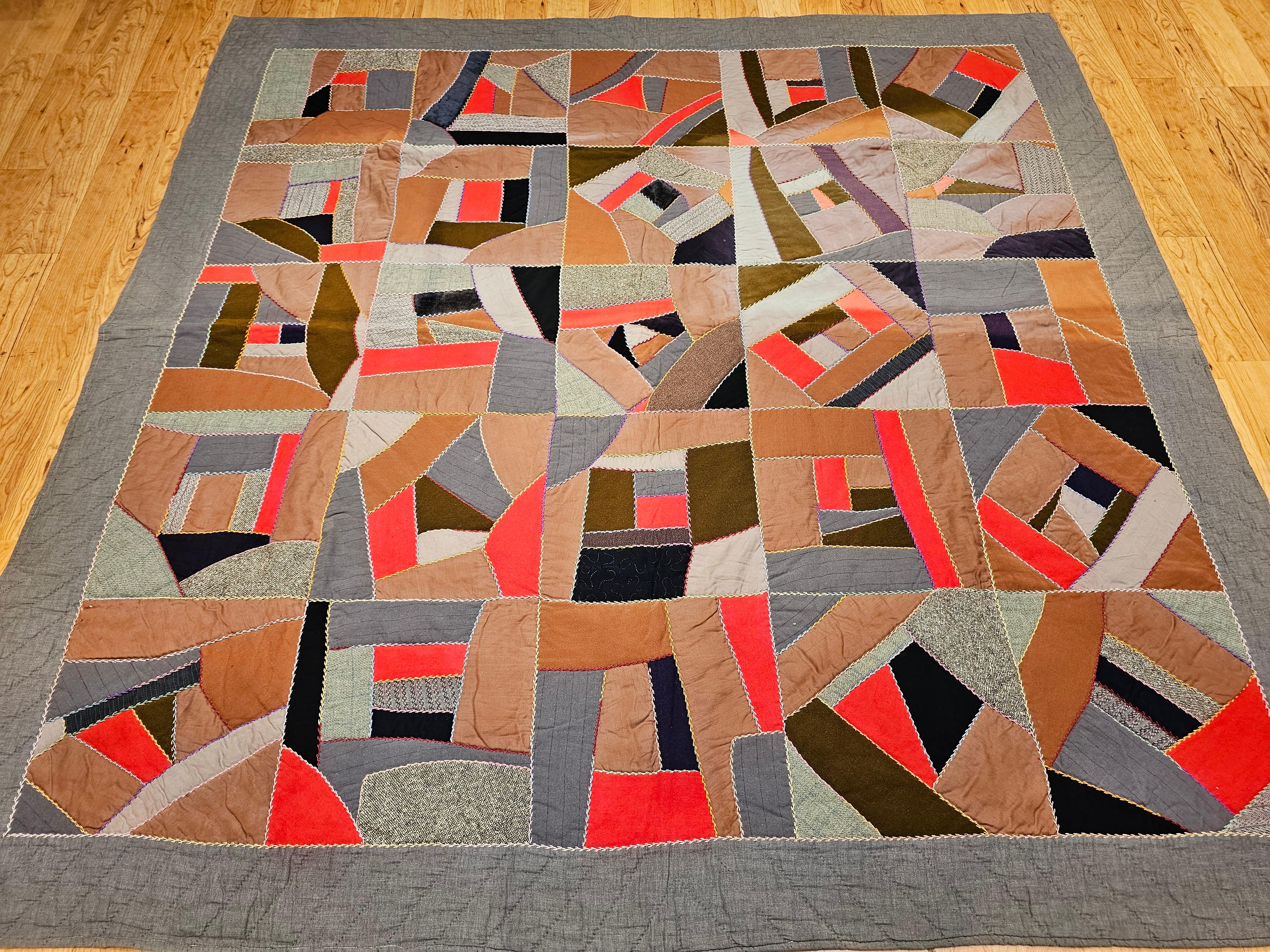 Afrikanisch-amerikanische Crazy Quilt des frühen 20. Jahrhunderts im Angebot 7