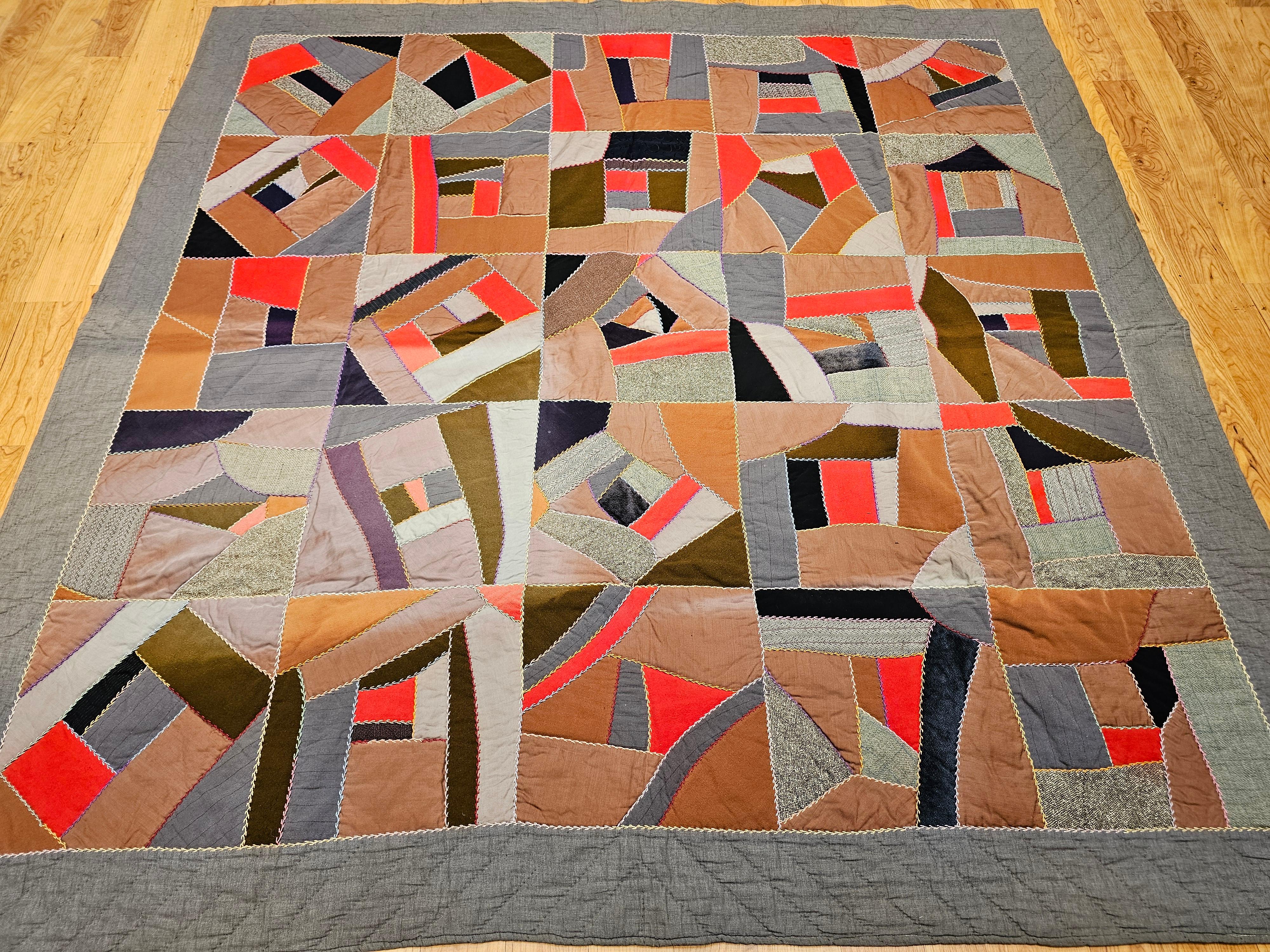 Afrikanisch-amerikanische Crazy Quilt des frühen 20. Jahrhunderts im Angebot 9