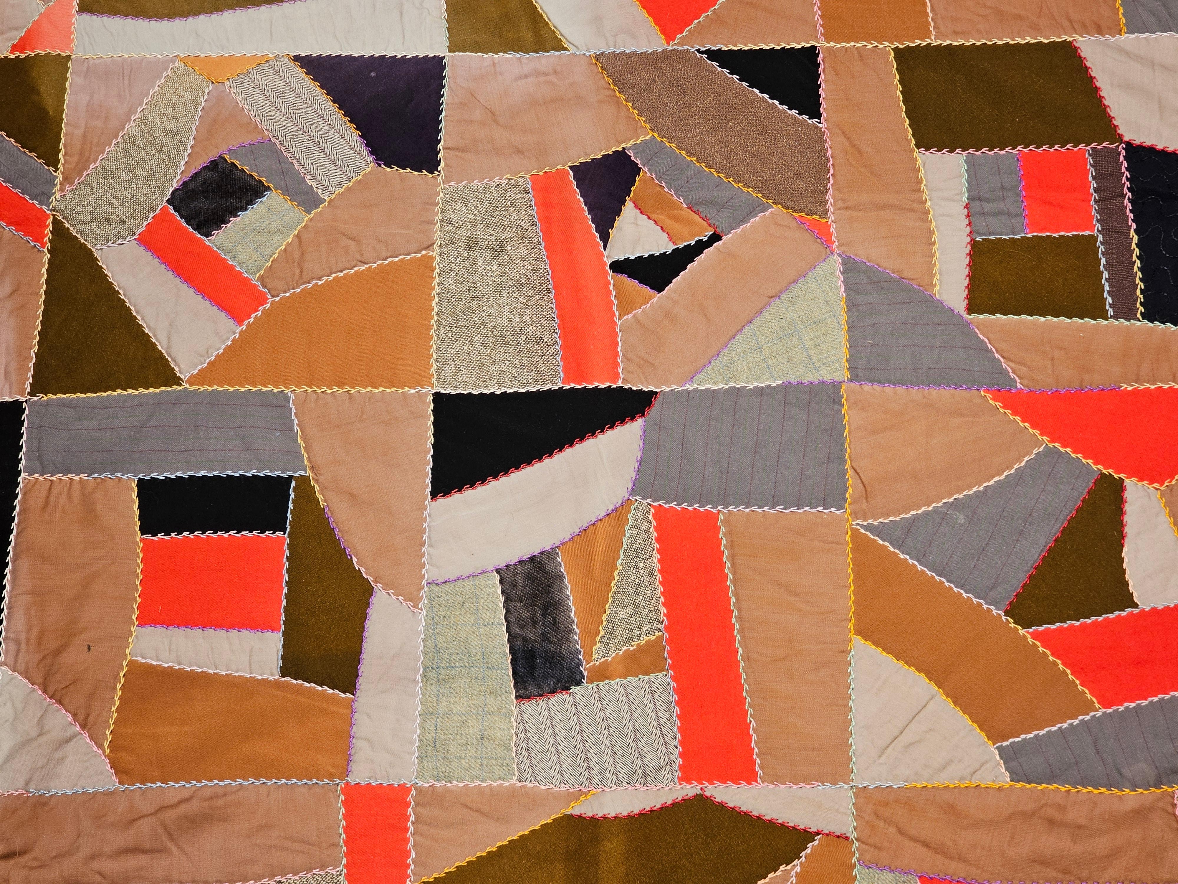 Afrikanisch-amerikanische Crazy Quilt des frühen 20. Jahrhunderts im Zustand „Gut“ im Angebot in Barrington, IL