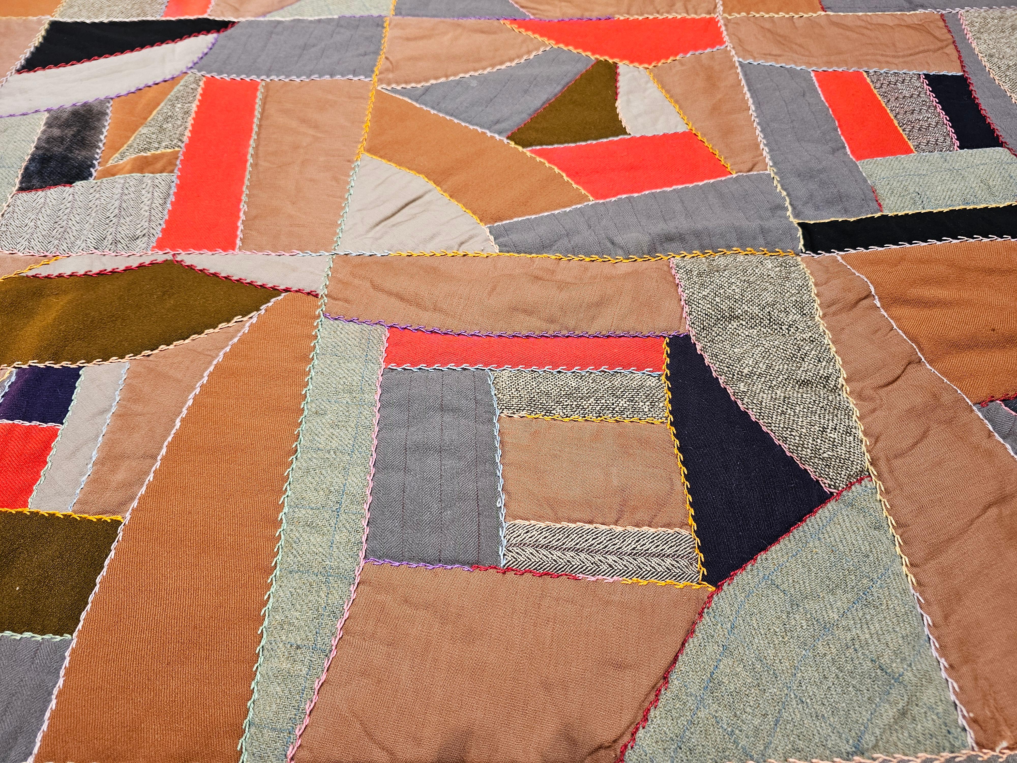 Afrikanisch-amerikanische Crazy Quilt des frühen 20. Jahrhunderts im Angebot 1