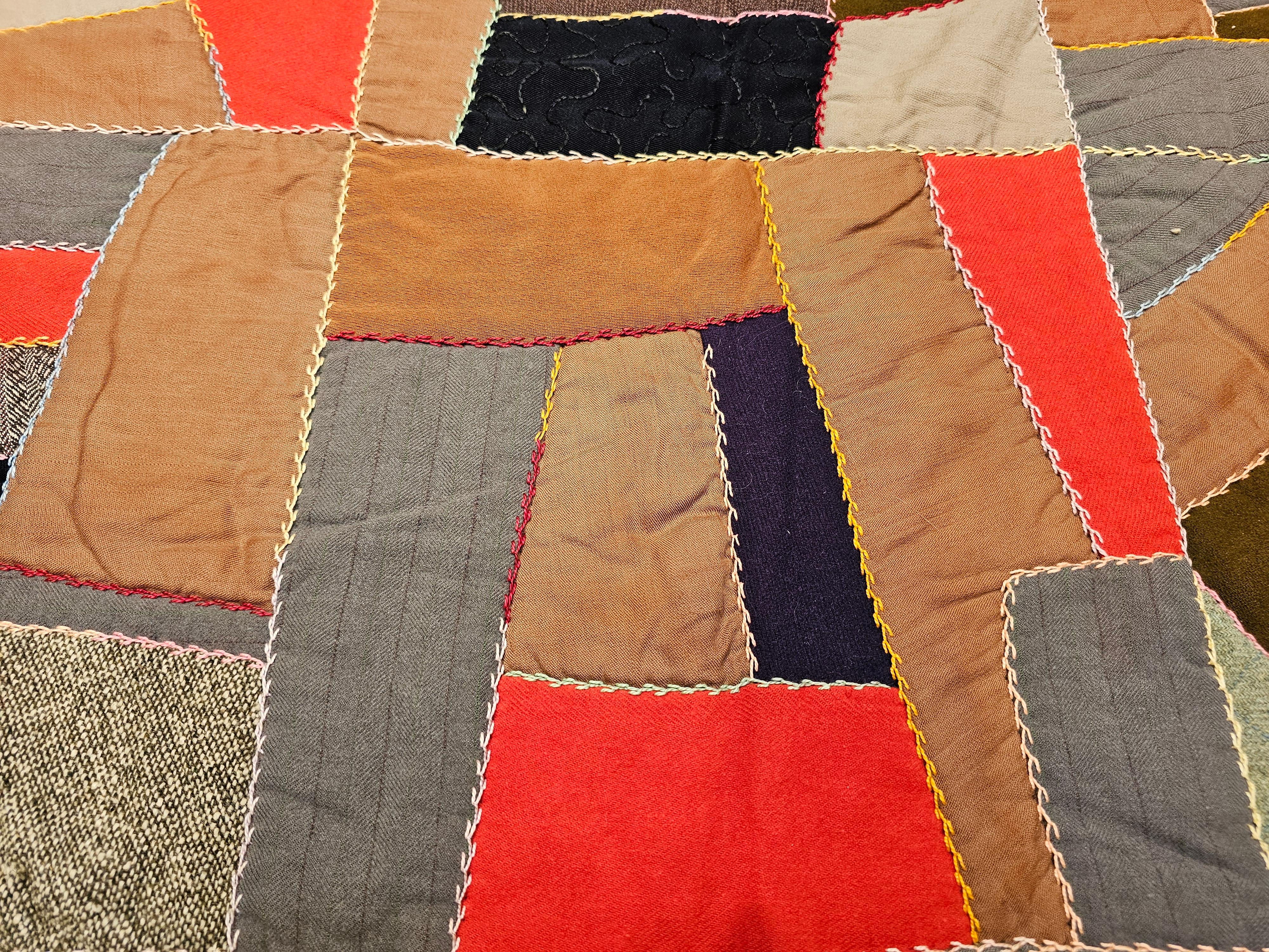 Afrikanisch-amerikanische Crazy Quilt des frühen 20. Jahrhunderts im Angebot 4