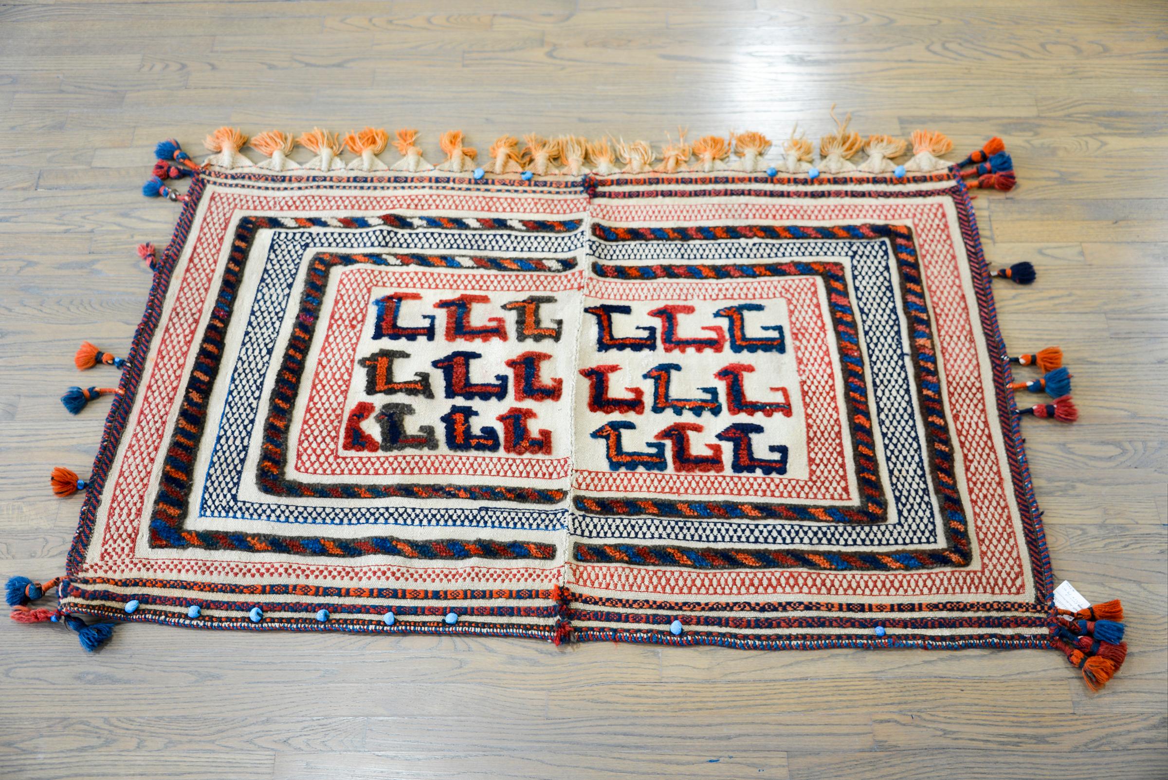 Early 20th Century Afshar Horse Blanket Rug For Sale 2