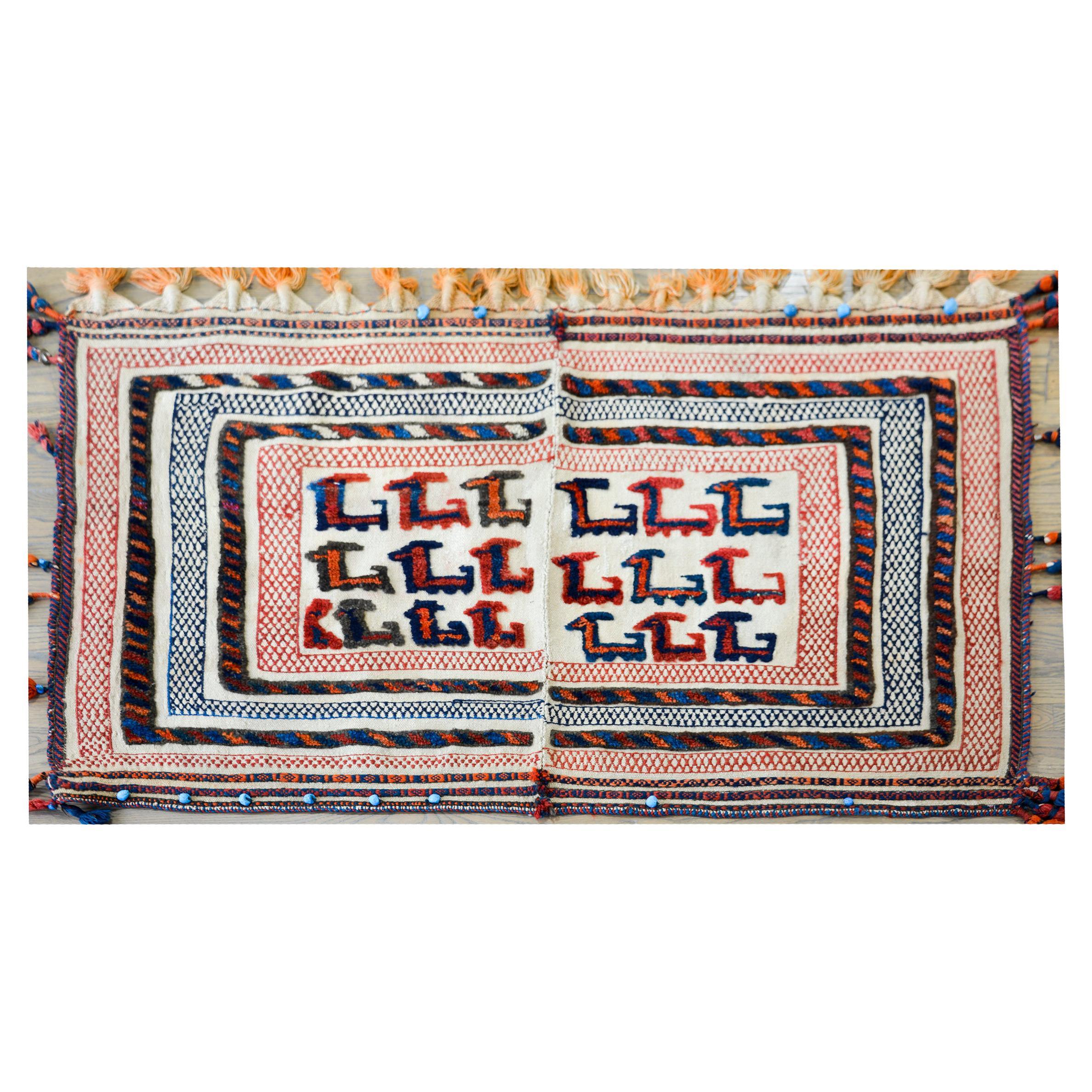 Early 20th Century Afshar Horse Blanket Rug For Sale
