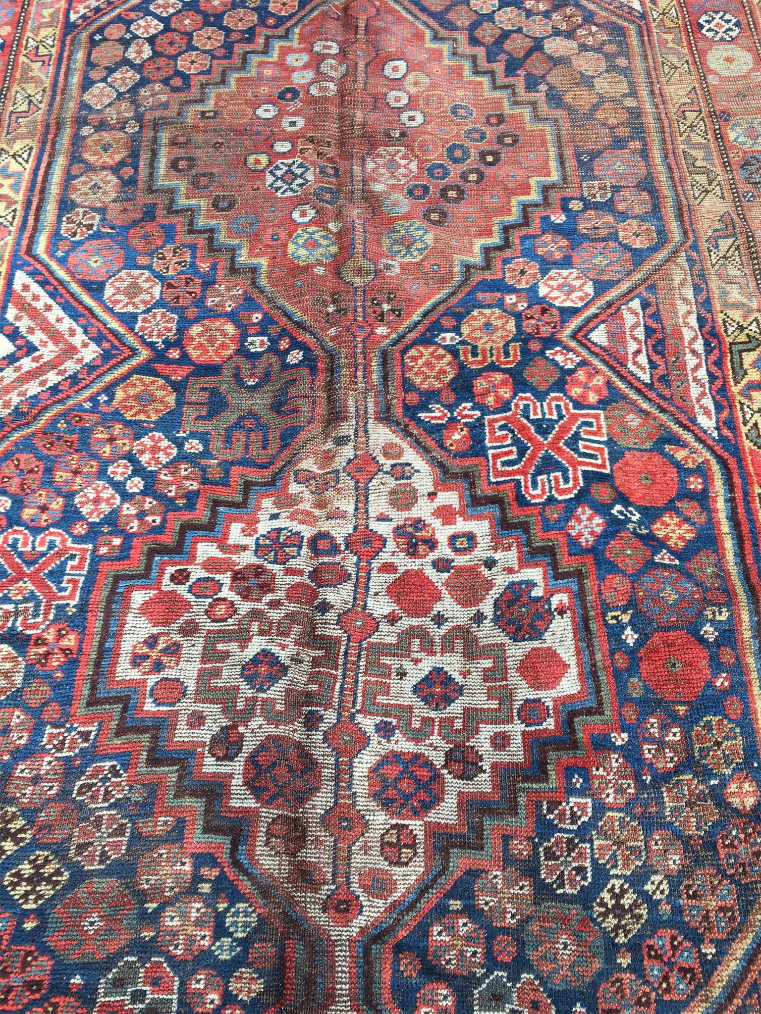 Dyed Early 20th Century Afshar Runner Rug