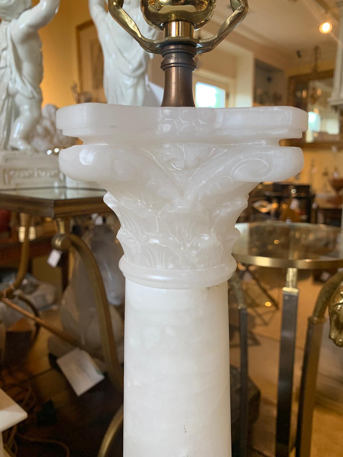 Early 20th Century Alabaster Column Lamp For Sale 1