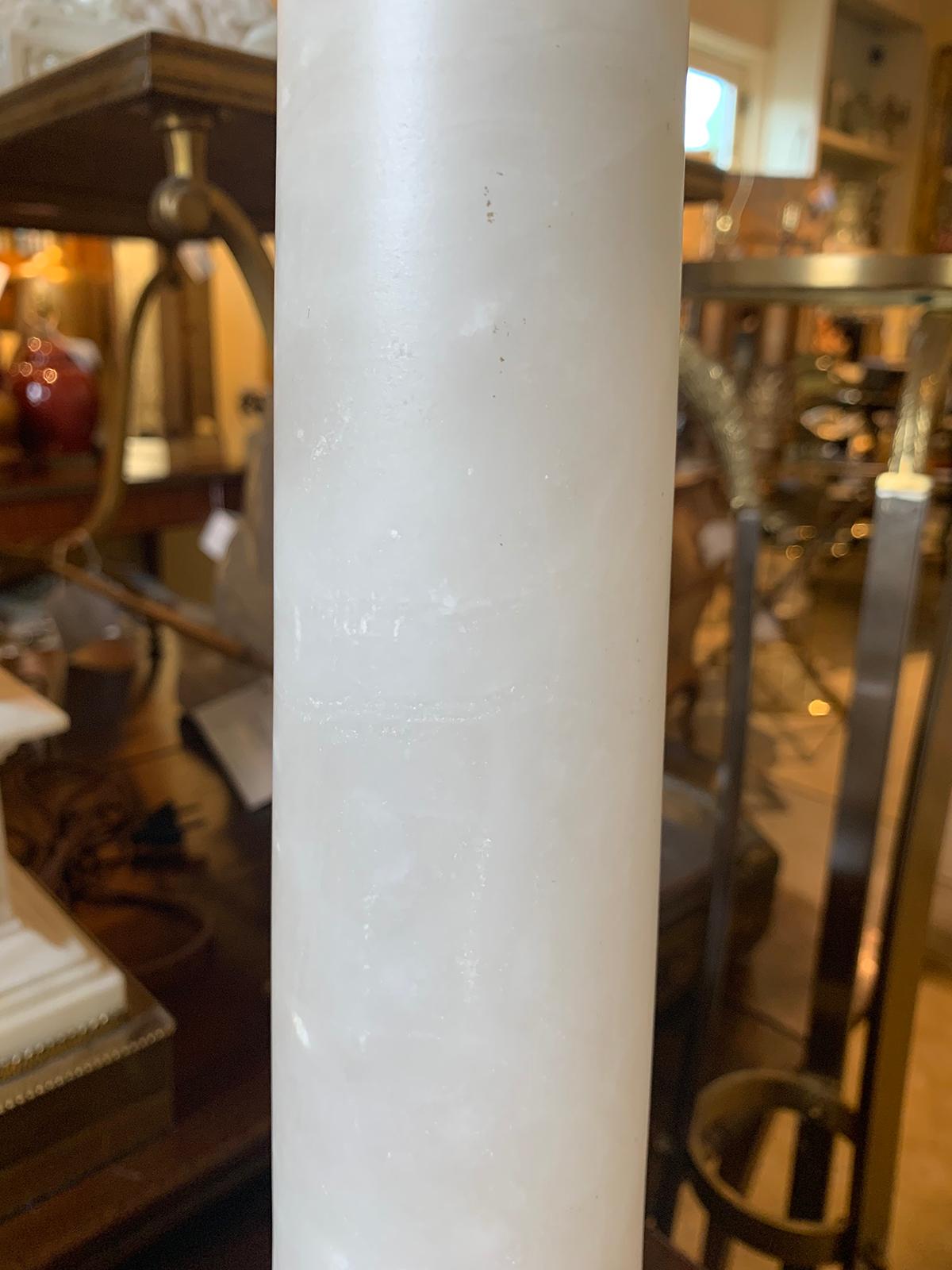Early 20th Century Alabaster Column Lamp For Sale 2